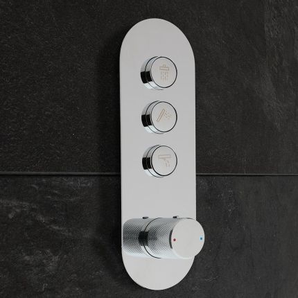 Mitigeur de douche thermostatique – Boutons poussoir – 3 fonctions – Chomé – Idro