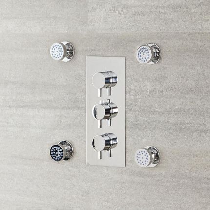 Lot de 4 Buses Hydromassantes Rondes en Laiton Massif Chromé - Round