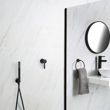 Kit de douche noir - Mitigeur mécanique encastrable & Douchette - Nox