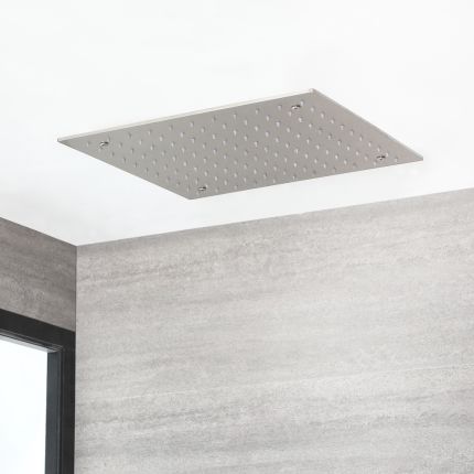 Pommeau de douche encastré – 40 cm – Nickel brossé - Aldwick