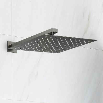 Pommeau de douche carré – Ø 30 cm – Gris métallisé – Orno