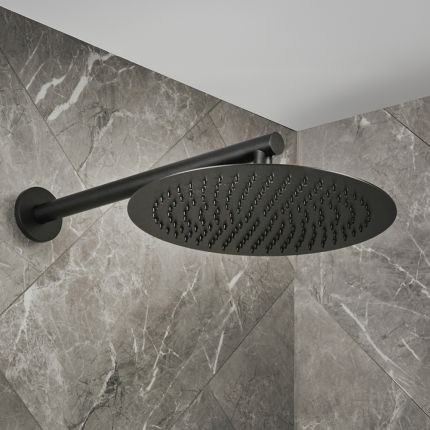 Pommeau de douche rond avec bras mural - 30 cm - Choix de finitions - Otto
