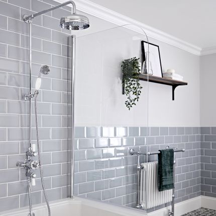 Colonne de douche avec mitigeur de douche thermostatique exposé à double fonctions – Chromé et blanc - Elizabeth
