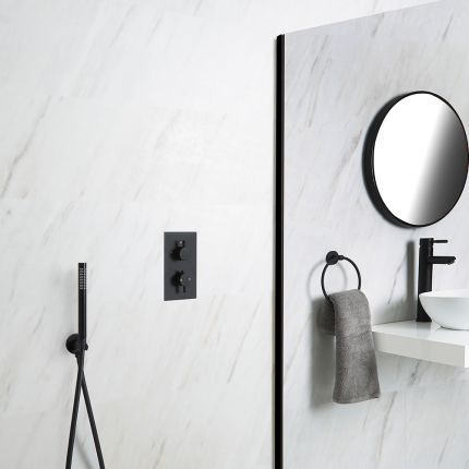 Mitigeur thermostatique encastrable & douchette noir - Nox