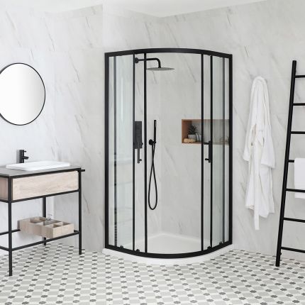 Porte de douche quart de cercle - Noir – Choix de tailles – Nox
