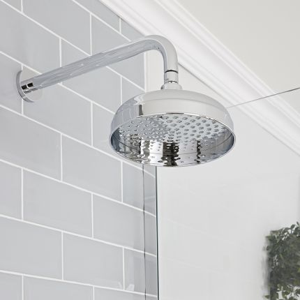 Pommeau de douche Ø 20 cm avec bras mural – Chromé - Elizabeth