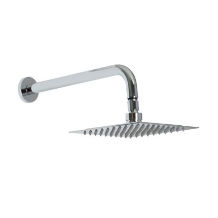 Pommeau de douche carré de 20 cm et bras mural incurvé – Kubix