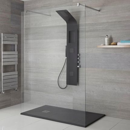 Colonne de douche thermostatique hydromassante – Noir – Stamford