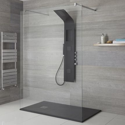 Colonne de douche thermostatique hydromassante – Noir – Stamford