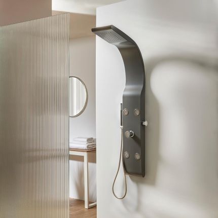 Colonne de douche moderne avec pommeau, douchette et jets – Anthracite – Alston