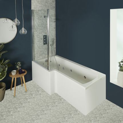 Baignoire balnéo avec pare-baignoire – Choix de buses de massage, de tailles et de tabliers – Sandford