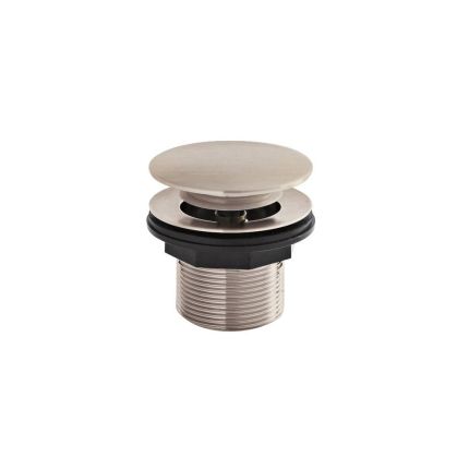 Bonde baignoire à bouton poussoir - Sans trop-plein - Nickel brossé