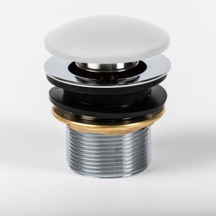 Bonde lavabo à bouton poussoir - Sans trop-plein - Blanc