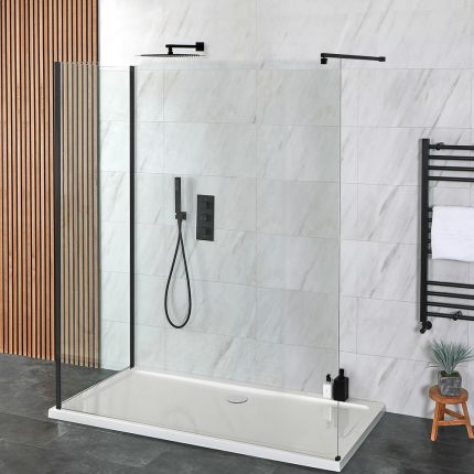 Douche italienne à 2 parois – Noir – Receveur de douche – Choix de tailles – Nox