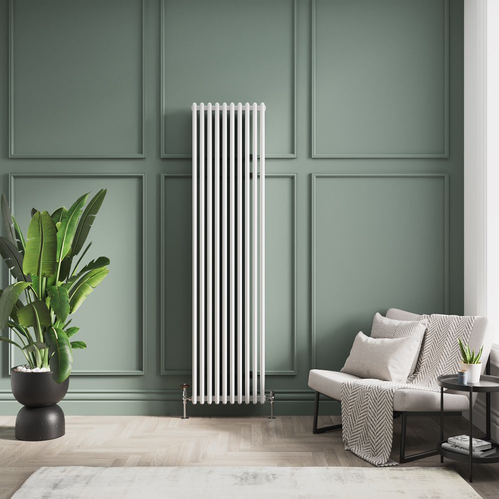Radiateur style fonte vertical en aluminium – Blanc – 180 cm x 45 cm – Double rangs – Esmé