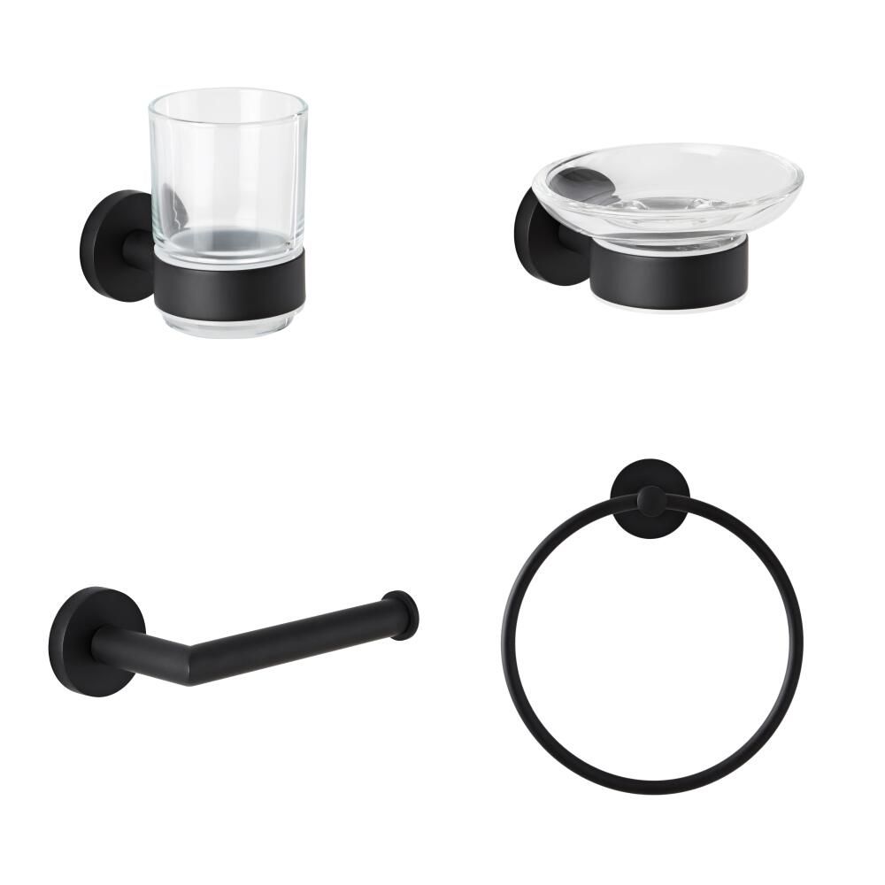 Ensemble de 4 accessoires pour salle de bain - Noir mat - Nox
