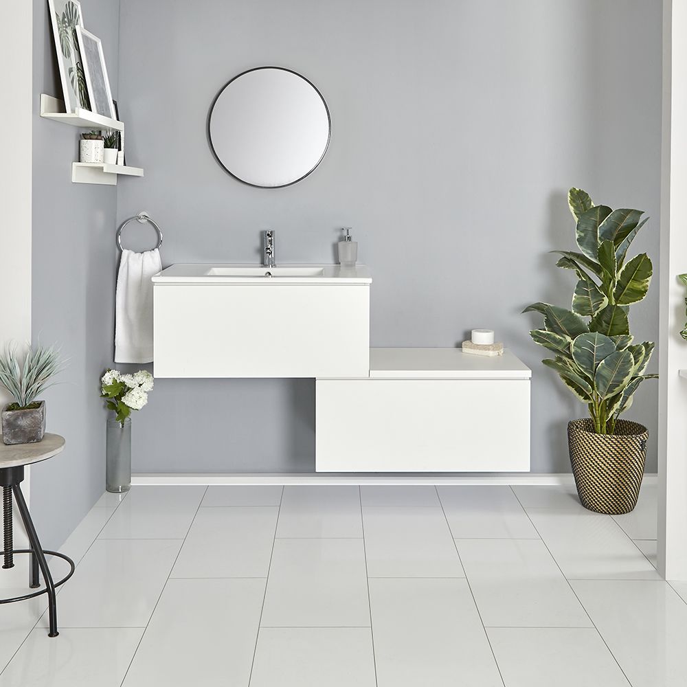 Meuble salle de bain avec vasque Blanc Newington - 140cm