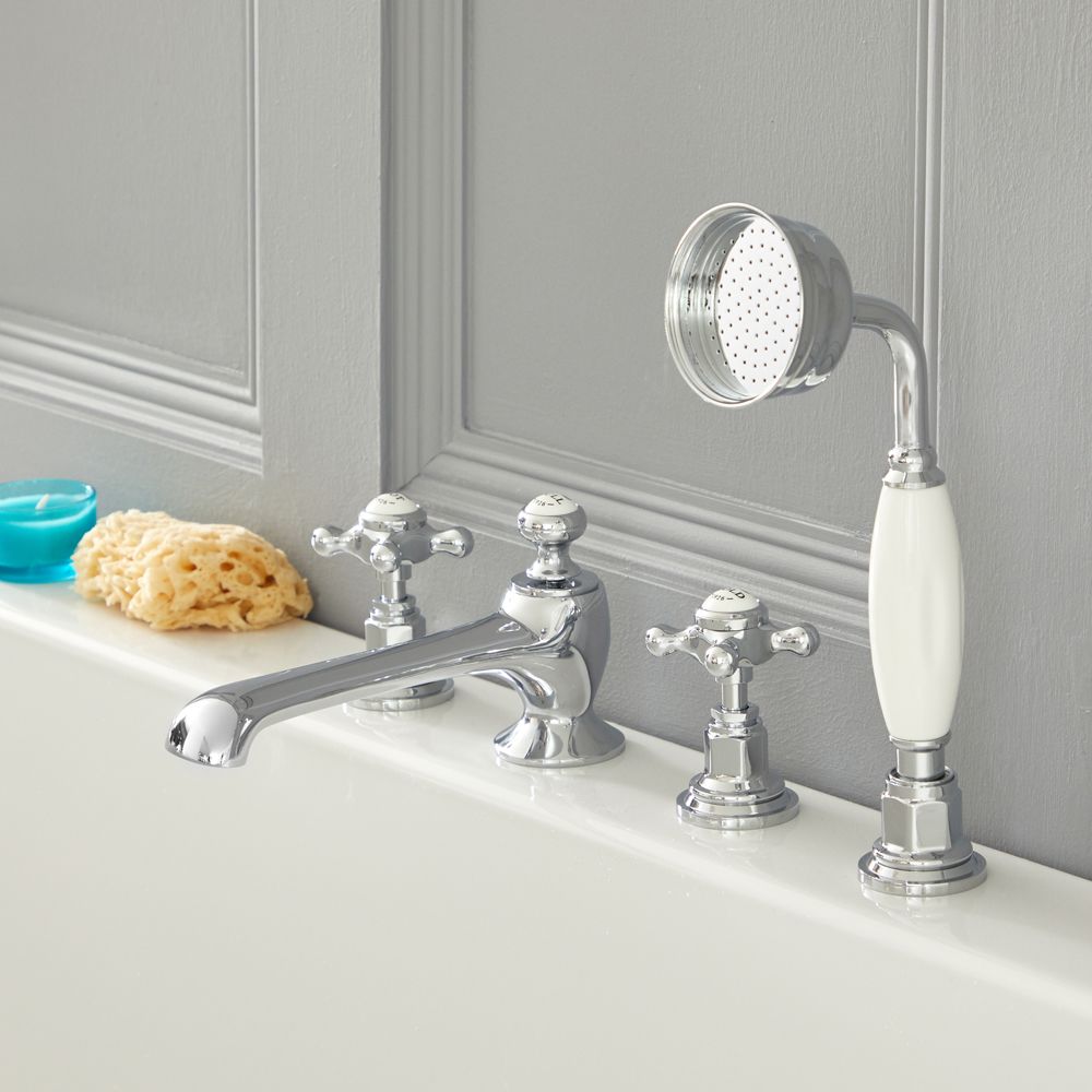 Ensemble de robinets de douche en chrome noir mat en laiton mitigeur de  contrôle à 5 voies SPA jets de massage douche bidet ensemble de douche de  bain, or blanc : 
