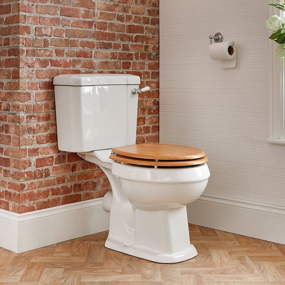 WC avec réservoir rétro – Abattant effet chêne – Blanc - Richmond