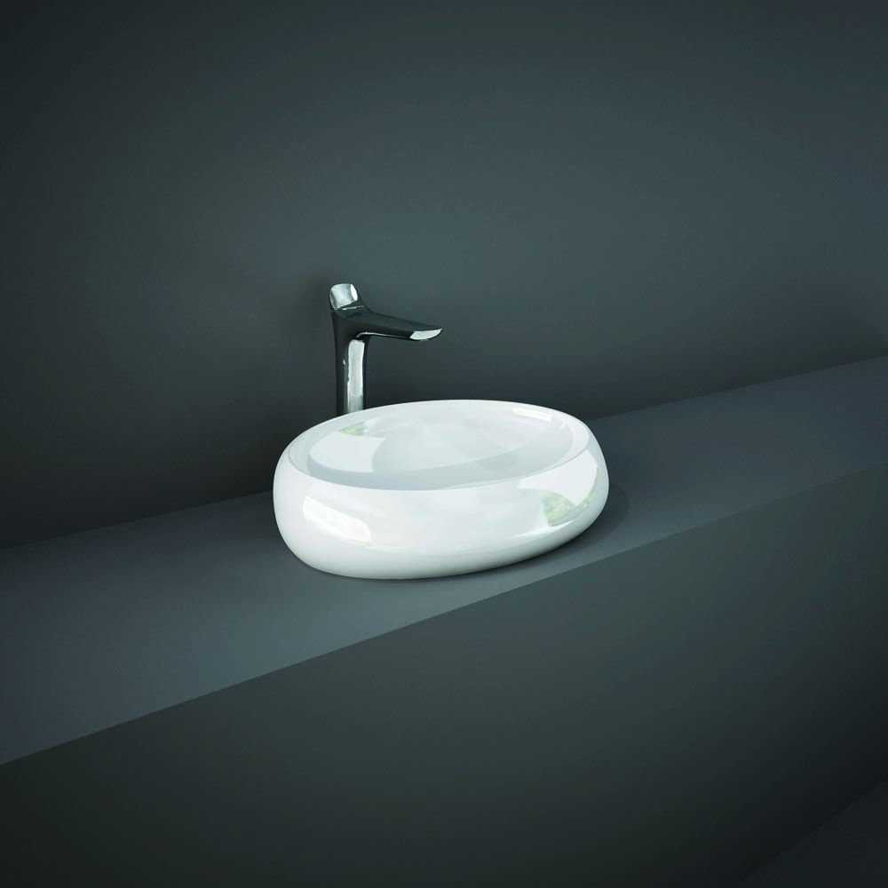Vasque à poser ovale moderne – Blanc brillant – 58 cm x 40 cm – Non percée – RAK Cloud x Hudson Reed