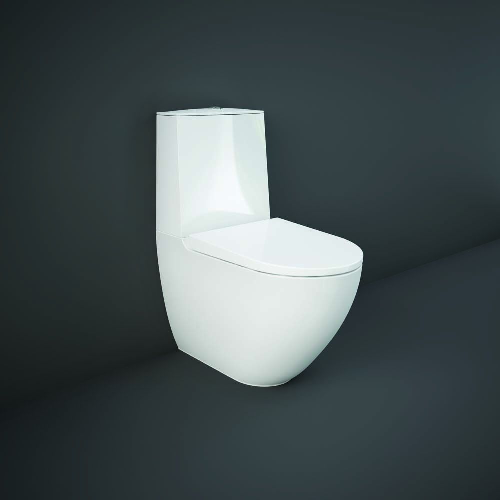 Pack WC moderne avec abattant à fermeture douce – Sans bride – Blanc brillant – RAK Des x Hudson Reed