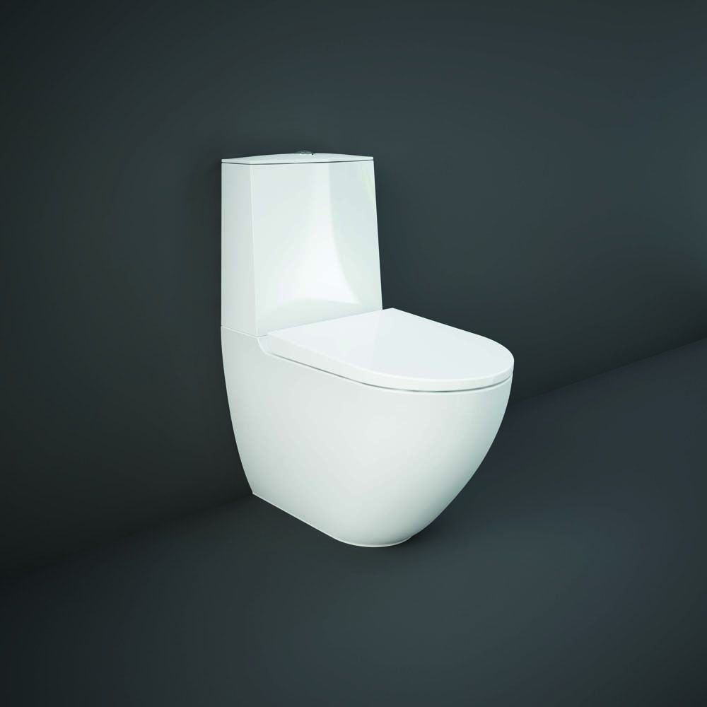 Pack WC moderne avec abattant à fermeture douce – Sans bride – Sans contact – Blanc brillant – RAK Des x Hudson Reed