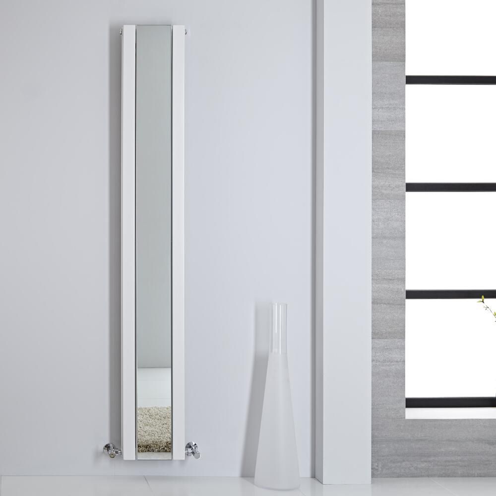 Radiateur design vertical - Avec miroir - 180 cm x 26,5 cm - Blanc - Sloane