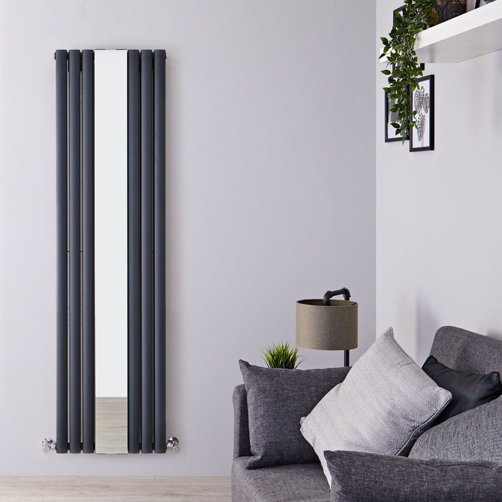 Radiateur design vertical – Avec miroir – 180 cm x 49,9 cm – Anthracite – Vitality