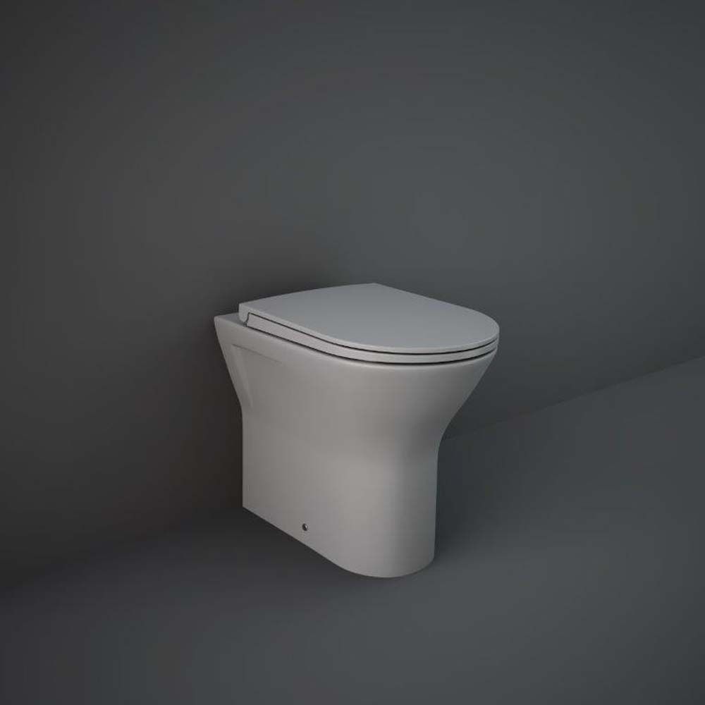 Cuvette WC à poser moderne avec abattant à fermeture douce – Sans bride – Gris mat – RAK Feeling x Hudson Reed