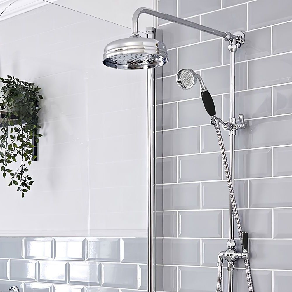 Colonne de douche rétro avec douchette (sans robinetterie) – Chromé et noir - Elizabeth