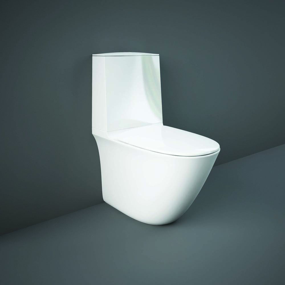 Pack WC moderne avec abattant à fermeture douce – Sans contact – Sans bride – Blanc brillant – RAK Sensation x Hudson Reed