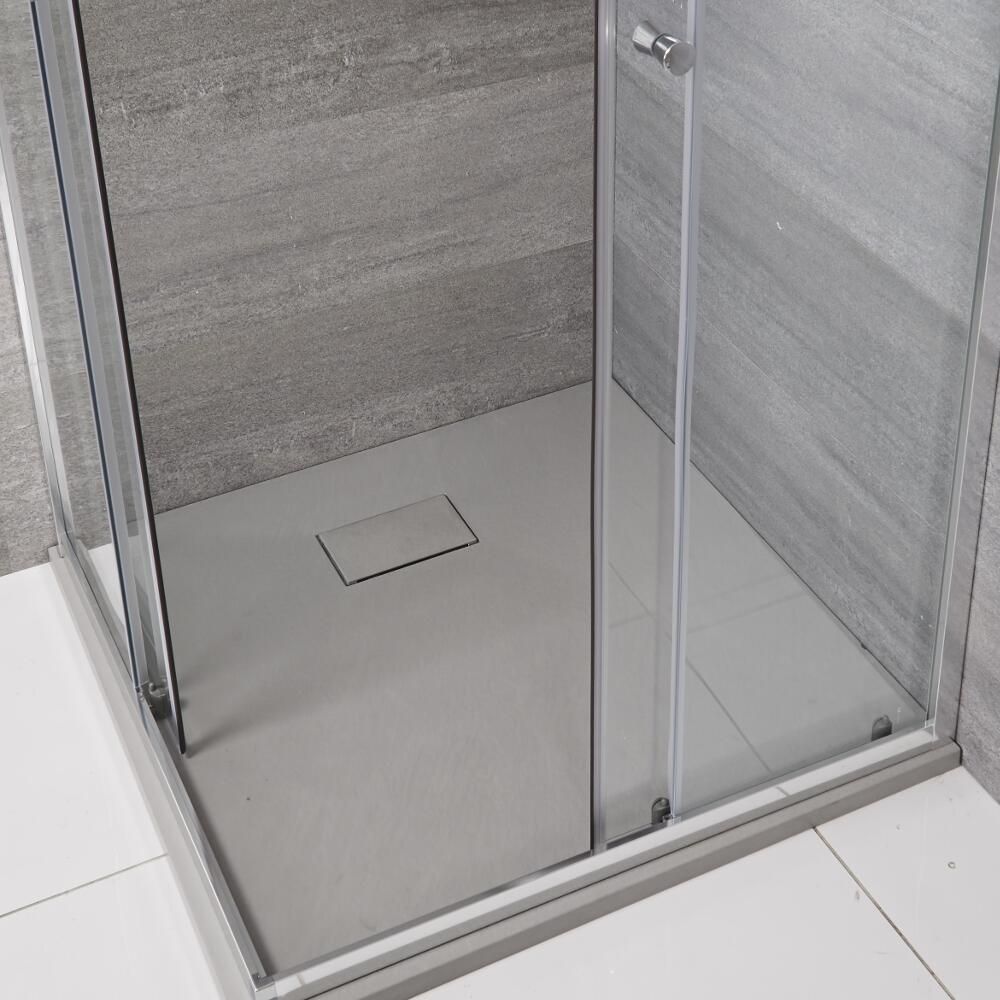 Receveur de douche à effet texturé carré - Gris clair - 90 cm – Rockwell