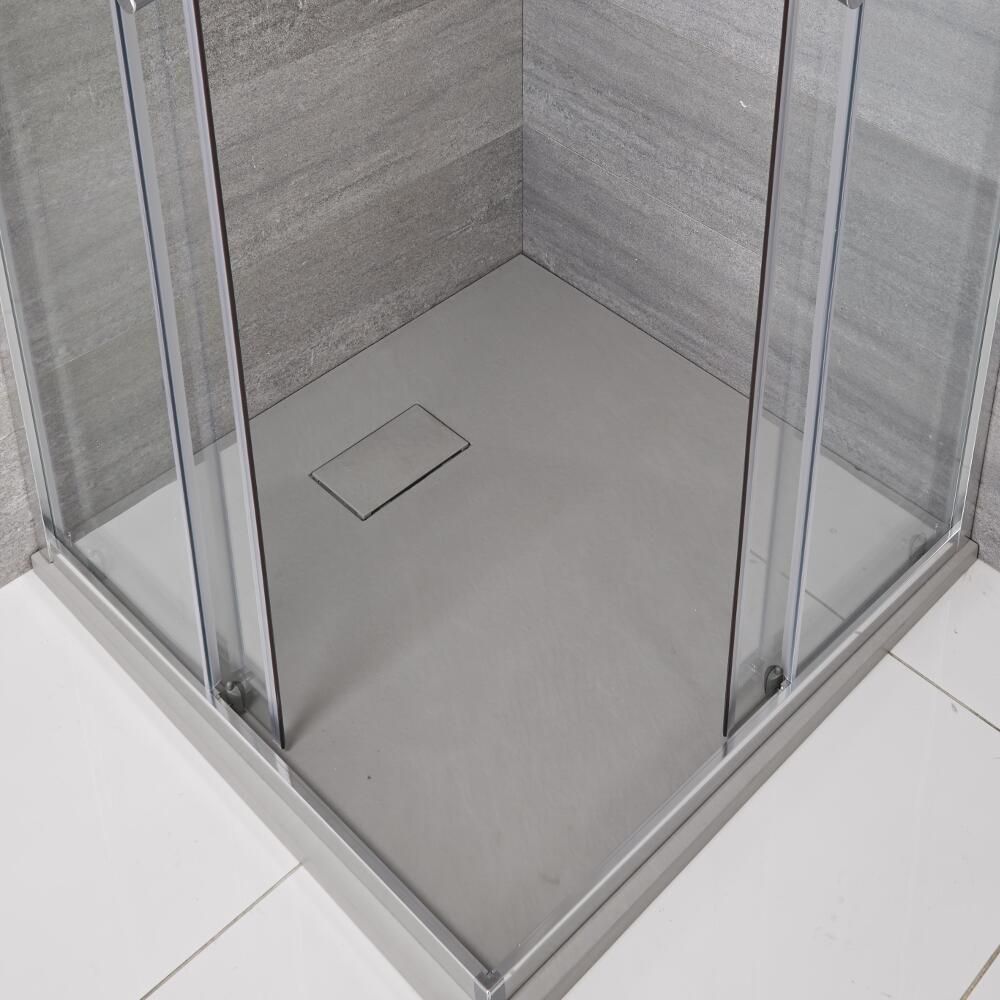Receveur de douche à effet texturé carré - Gris clair – 80 cm x 80 cm – Rockwell