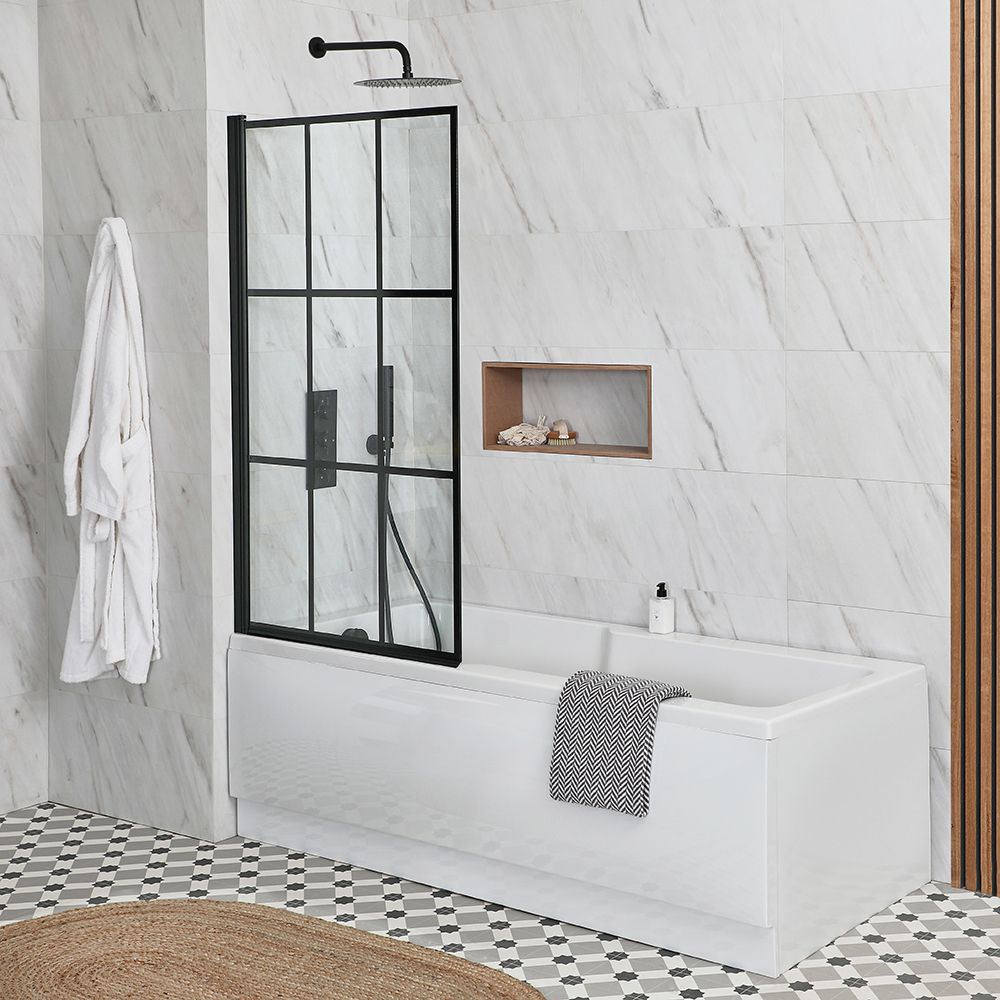 Baignoire rectangulaire avec pare-baignoire verrière – 170 cm x 75 cm – Choix de tabliers – Sandford