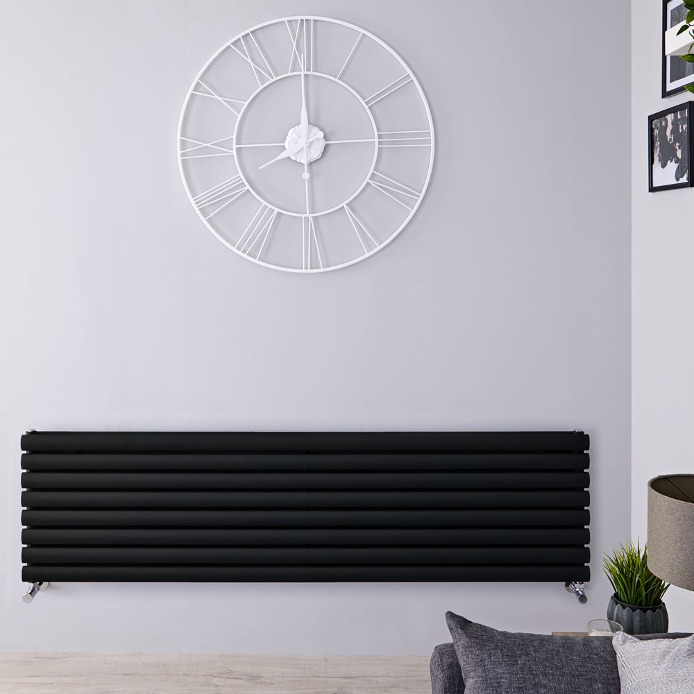 Radiateur design horizontal – Noir – 47,2 cm x 178 cm – Double rangs - Vitality