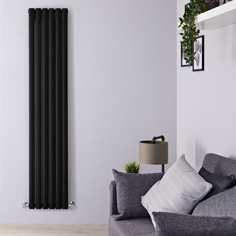 Radiateur design vertical - 178 cm x 35,4 cm - Noir - Double rang - Vitality