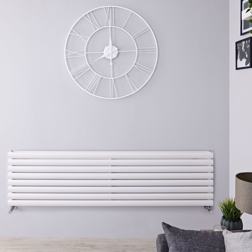 Radiateur design horizontal - 47,2 cm x 178 cm - Blanc - Double rang - Vitality