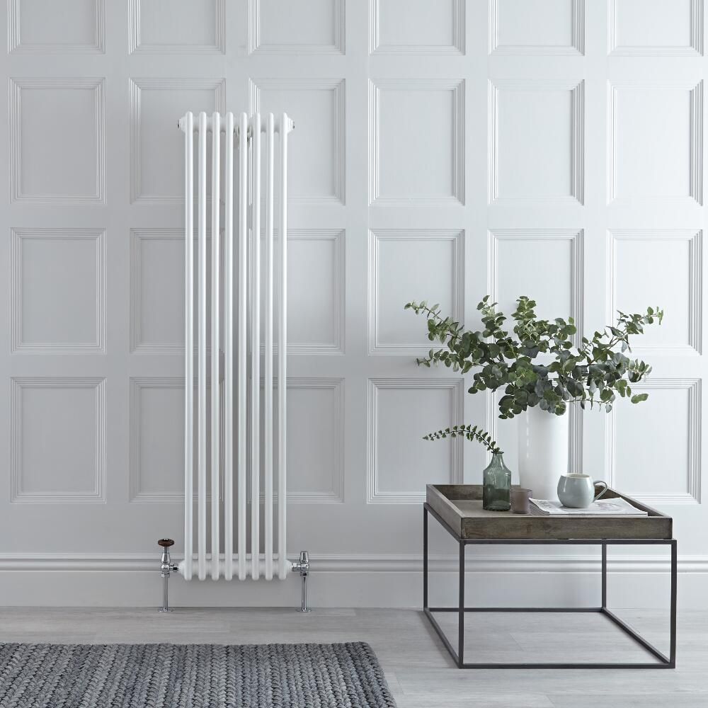 Radiateur style fonte vertical – Blanc – 150 cm x 38 cm – Double rangs – Windsor