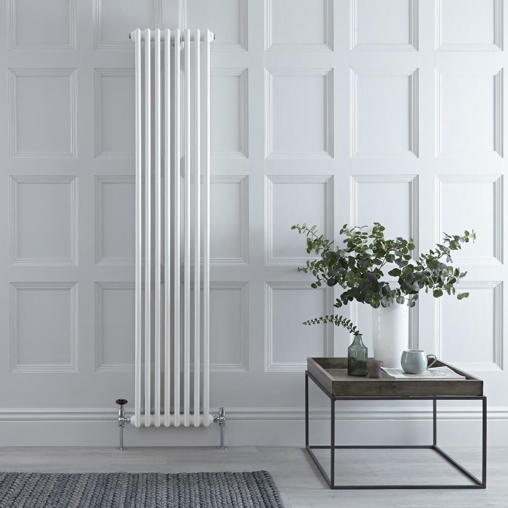 Radiateur style fonte vertical – Blanc – 180 cm x 38 cm – Double rang – Windsor