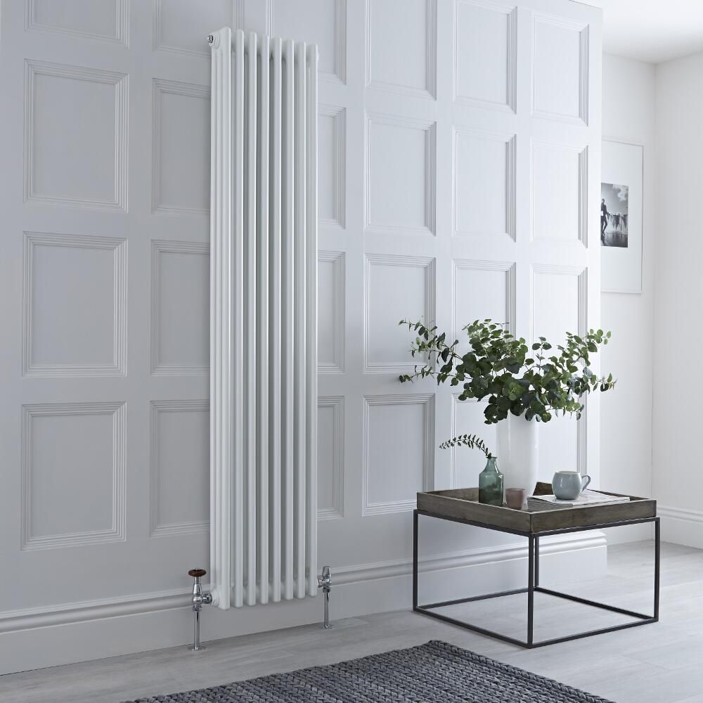 Radiateur vertical style fonte – Blanc – 180 cm x 38 cm – Triple rangs – Windsor