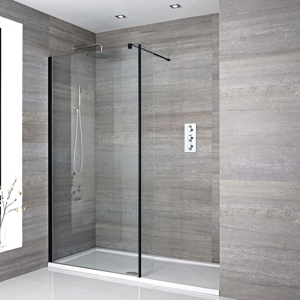 Douche italienne avec receveur de douche – Choix de tailles et paroi de retour en option - Nox