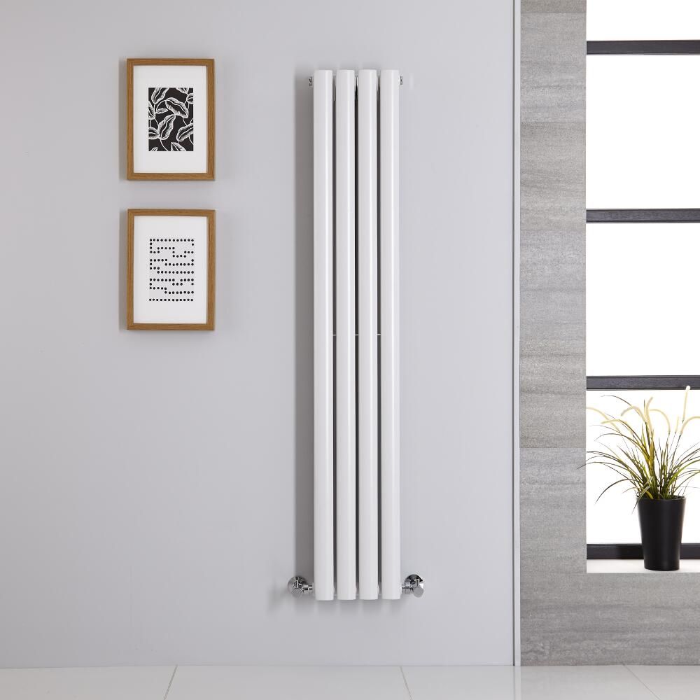 Radiateur design vertical – Blanc – 140 cm x 23,6 cm – Double rangs - Vitality