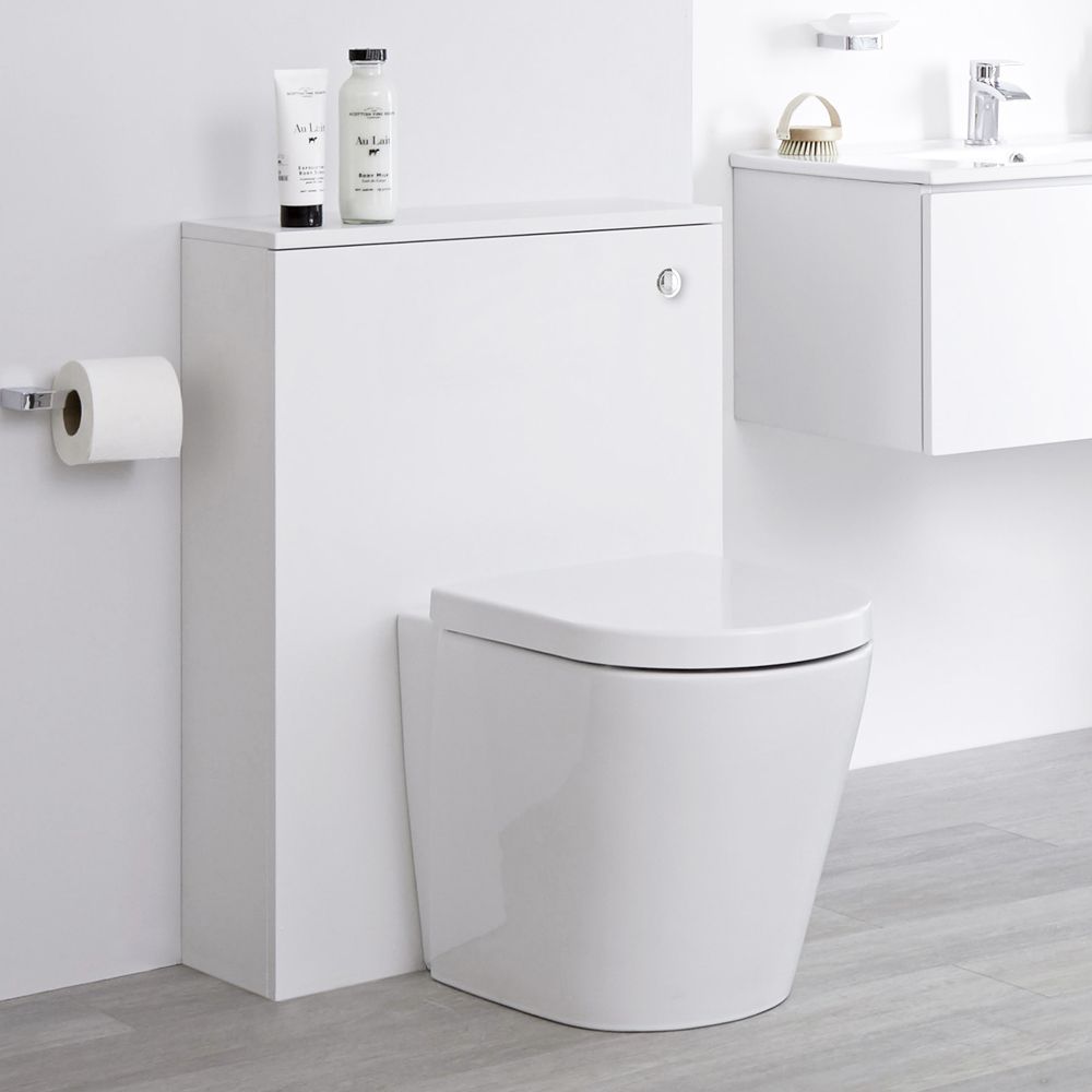 Meuble WC avec cuvette WC à poser – Blanc – 60 cm - Newington