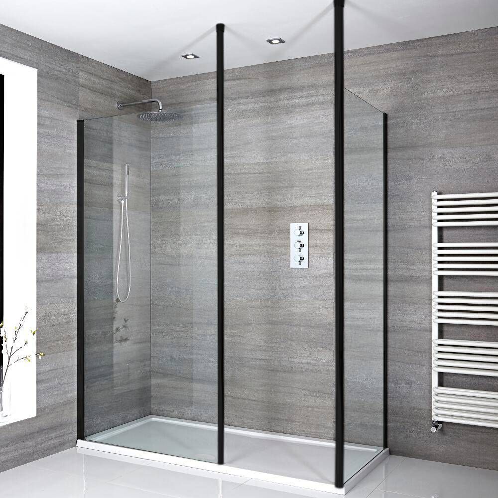 Douche italienne d'angle moderne avec receveur de douche – Choix de tailles  - Nox