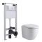 Pack WC suspendu moderne – Sans bride – Bâti-support haut – Blanc – Choix de plaque de déclenchement - Ashbury