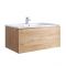 Meuble lavabo suspendu avec lavabo – Effet chêne doré – 80 cm - Newington