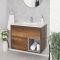 Meuble salle de bain effet chêne foncé avec vasque encastrée - 46,5 x 81cm - Hoxton
