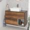 Meuble salle de bain chêne foncé avec vasque à poser - 100cm - 2 tiroirs - Hoxton