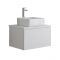 Meuble salle de bain suspendu avec vasque à poser carrée – Blanc – 60 cm – Newington