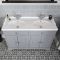 Meuble lavabo rétro – 120 cm – Gris clair – Avec double vasque – Choix de finition des poignées – Thornton